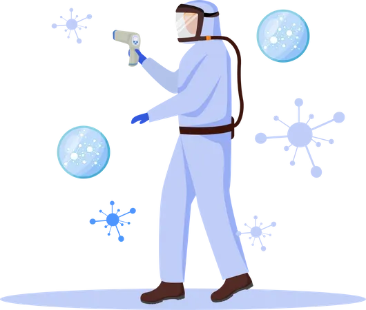 Medical worker with Temperature tool  Illustration