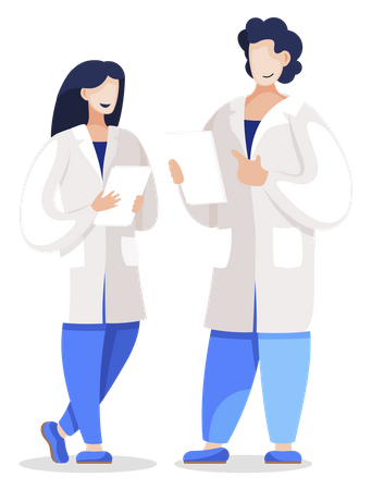 Medical workers holding papers  Illustration