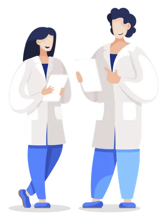 Medical workers holding papers  Illustration