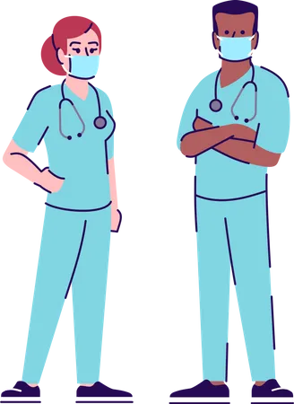 Medical workers in facemask Illustration