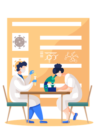 Medical workers testing virus in lab  Illustration