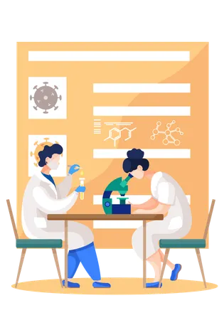 Medical workers testing virus in lab  Illustration