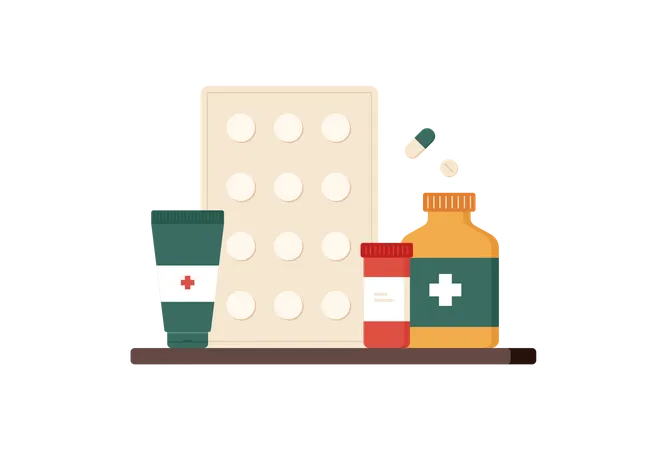 Medicamento para cura  Ilustração