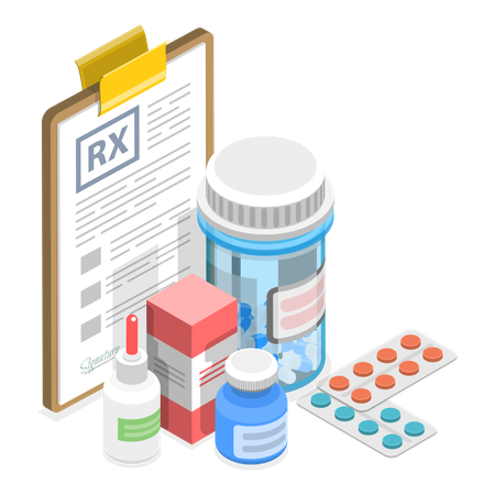 Medicamentos verificados Rx para tratamento da gripe  Ilustração