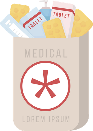 Medication package delivery Illustration