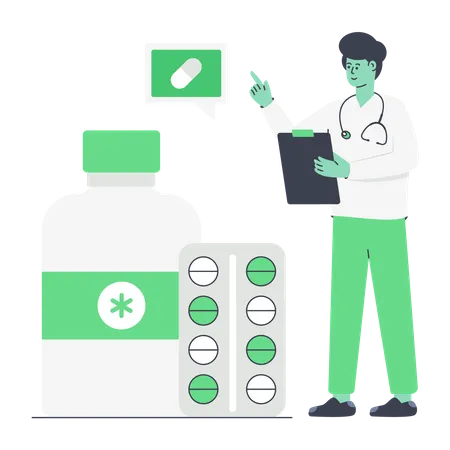 A Flat Illustration Of Medications Customizable Design Illustration