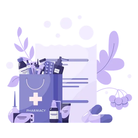 Medicine and prescription form  Illustration
