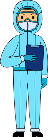 Médico em pé no kit médico  Ilustração