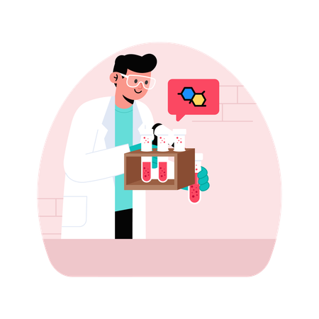 Médico coleta amostra médica  Ilustração