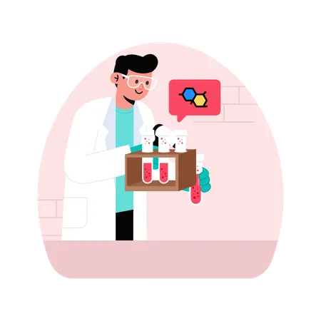 Médico coleta amostra médica  Ilustração