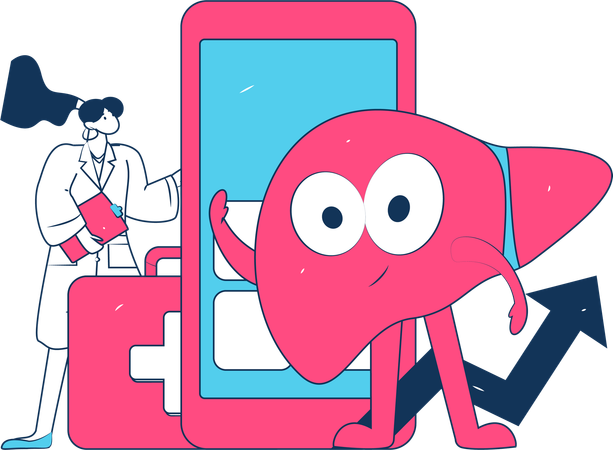 Médico com check-up de saúde online  Ilustração