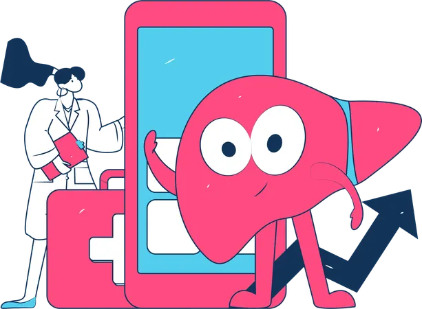 Médico com check-up de saúde online  Ilustração