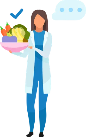 Médico com comida saudável  Ilustração