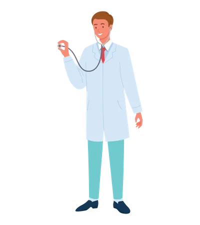 Médico masculino com estetoscópio  Ilustração