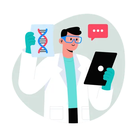 Médico compartilha resultado de experimento  Ilustração