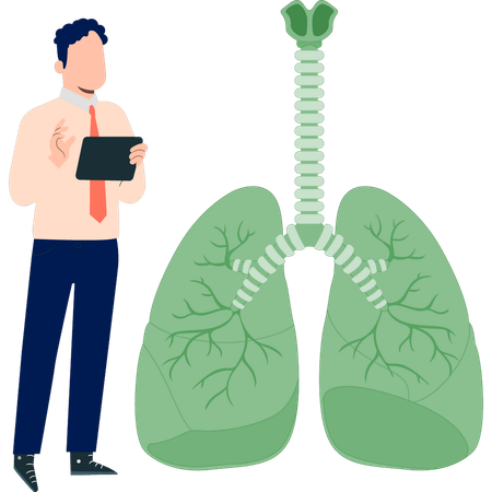 Médico revisando las vías respiratorias  Ilustración