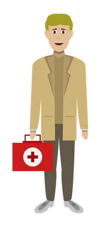 Médico con botiquín  Ilustración