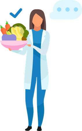 Doctor con comida sana  Ilustración