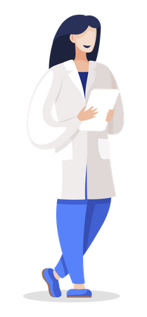 Médico con diagnóstico en papel  Ilustración