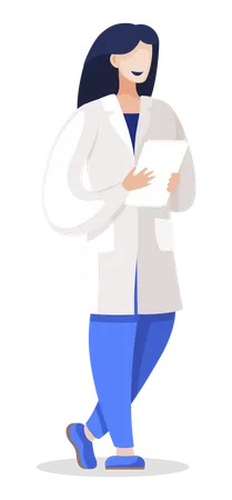 Médico con diagnóstico en papel  Ilustración