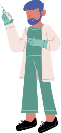Médico con jeringa de vacuna  Ilustración