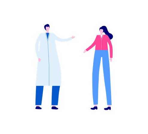 Médico conversando com paciente  Ilustração