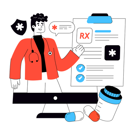 Médico dá receita online  Illustration