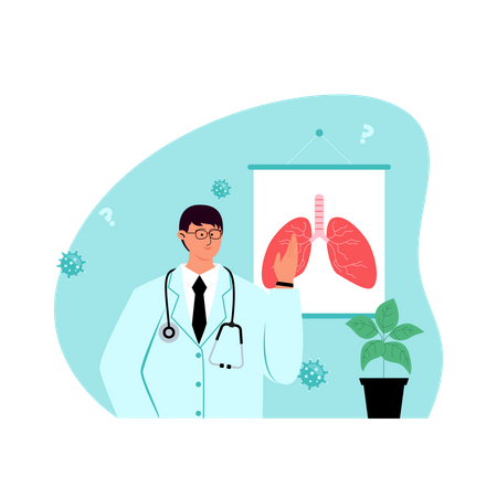 Médico mostrando relatório de pulmões  Ilustração