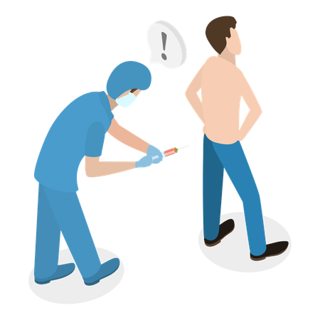 Médico dando injeção no paciente  Ilustração