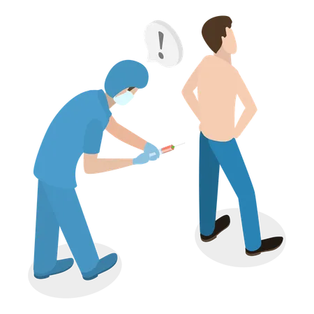 Médico dando injeção no paciente  Ilustração