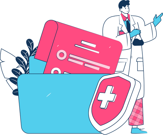 Médico dando prescrições médicas  Illustration