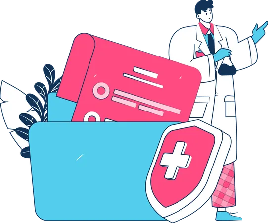 Médico dando prescrições médicas  Illustration