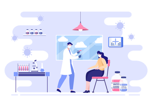 Médico dando vacina ao paciente  Illustration