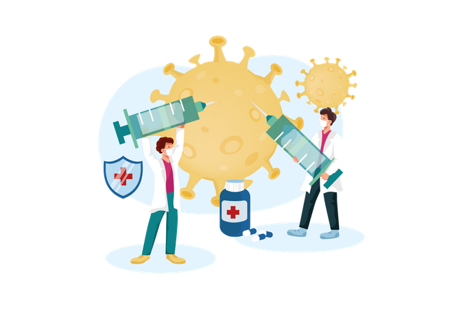 Médico dando vacina contra o Coronavírus  Illustration
