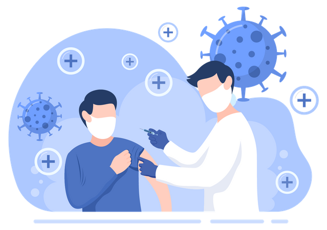 Médico dando vacina corona  Illustration