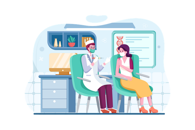 Médico dando vacinação corona para menina  Illustration