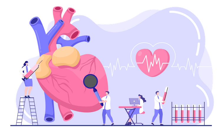 Médico diagnostica doença cardíaca  Ilustração