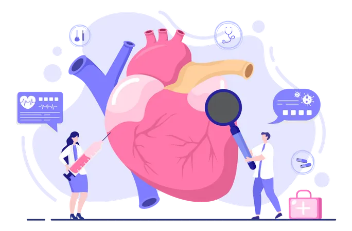 Diagnóstico médico enfermedad cardíaca  Ilustración