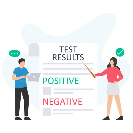 Médico discute resultados de testes do paciente  Ilustração