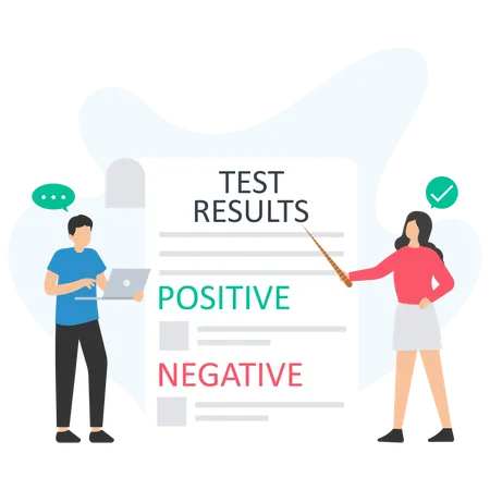 Médico discute resultados de testes do paciente  Ilustração