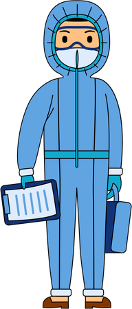 Médico em pé no kit médico  Ilustração