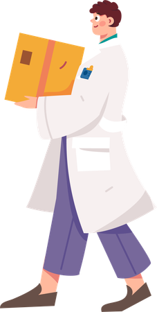 Médico em pé com pacote  Ilustração