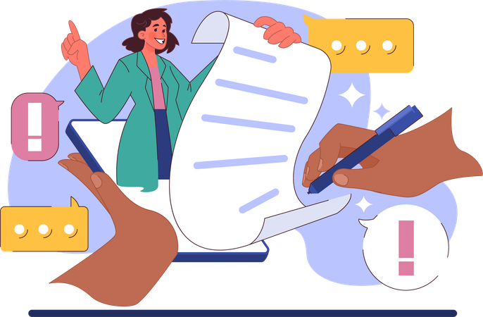 O médico está escrevendo uma prescrição médica  Ilustração