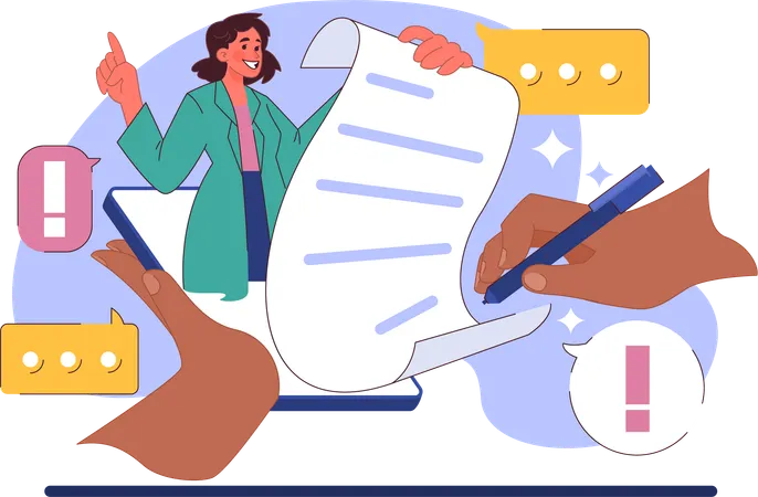 O médico está escrevendo uma prescrição médica  Ilustração