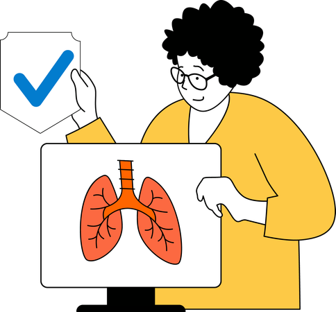 O médico está examinando o câncer de pulmão  Ilustração