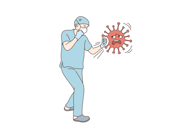 Médico está lutando contra o vírus corona  Ilustração
