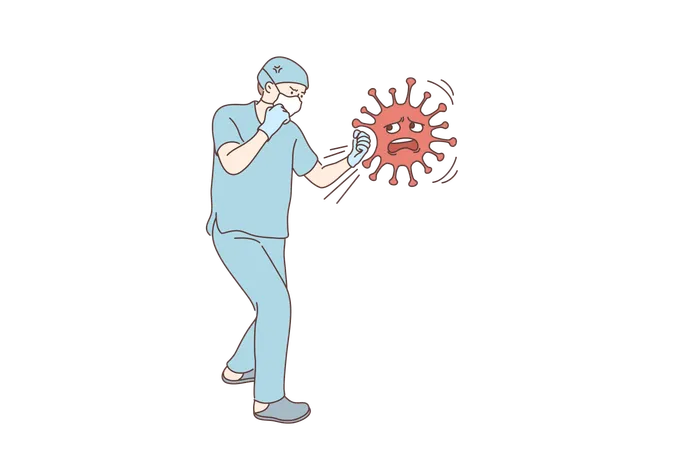 Médico está lutando contra o vírus corona  Ilustração