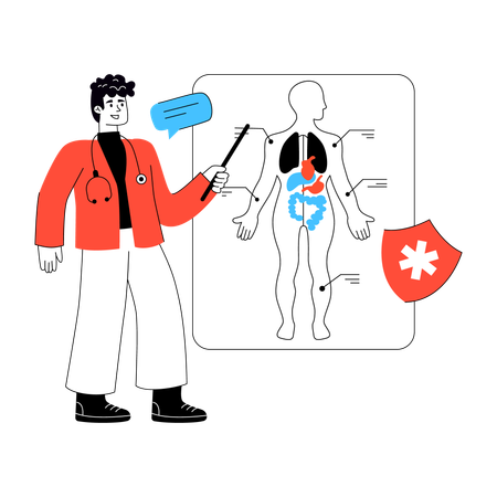 Médico explica a apresentação corporal  Illustration