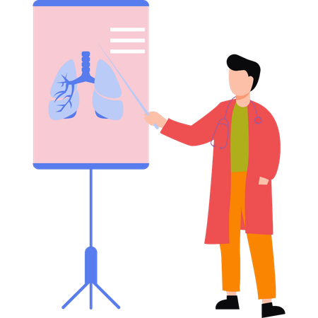 Médico explicando o gráfico dos pulmões  Ilustração