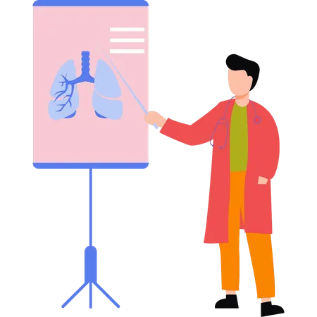 Médico explicando o gráfico dos pulmões  Ilustração